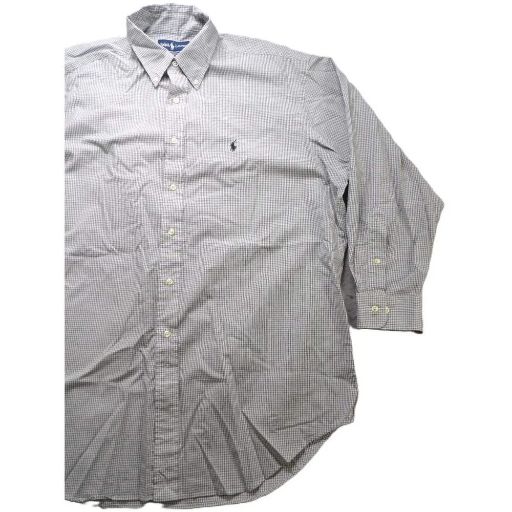 VTG 90s Ralph Lauren Yarmouth Plaid Button Down Shirt Men 17 32/33 Long Sleeves